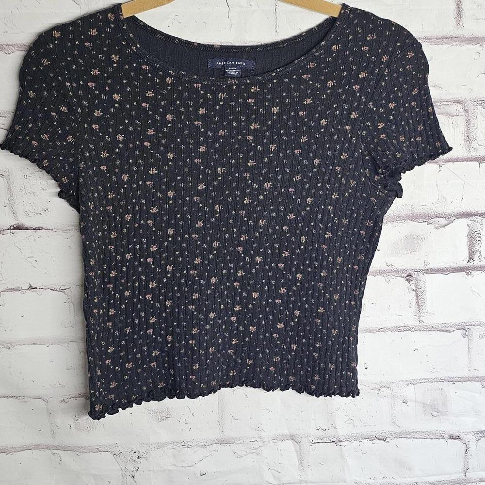 American Eagle Black Ribbed Shirt